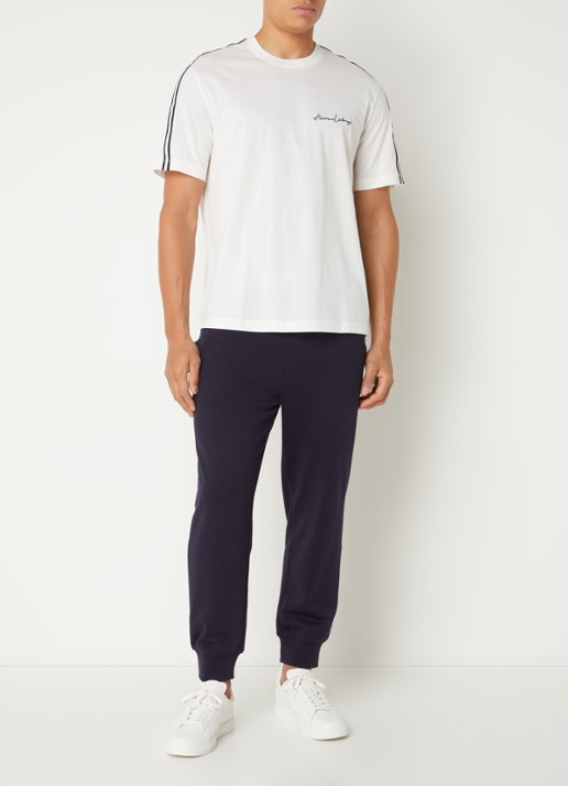 Armani T-shirt met logoborduring - voorkant 4 gebroken wit