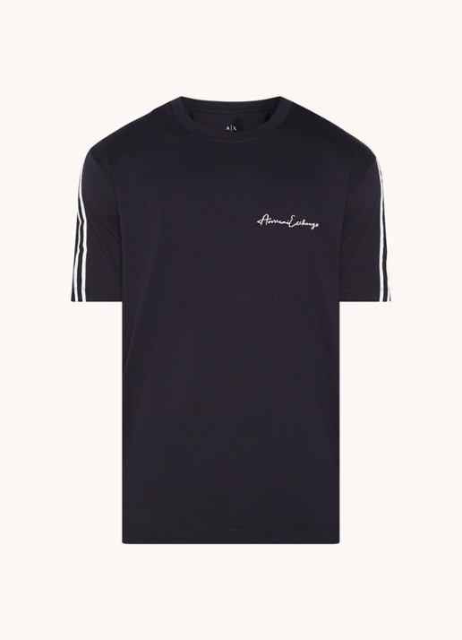 Armani T-shirt met logoborduring - voorkant 2 donkerblauw