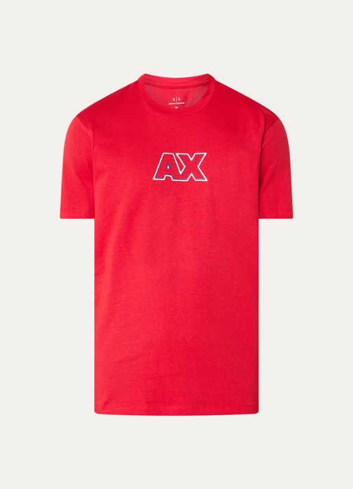 Armani T-shirt met logoborduring - voorkant rood