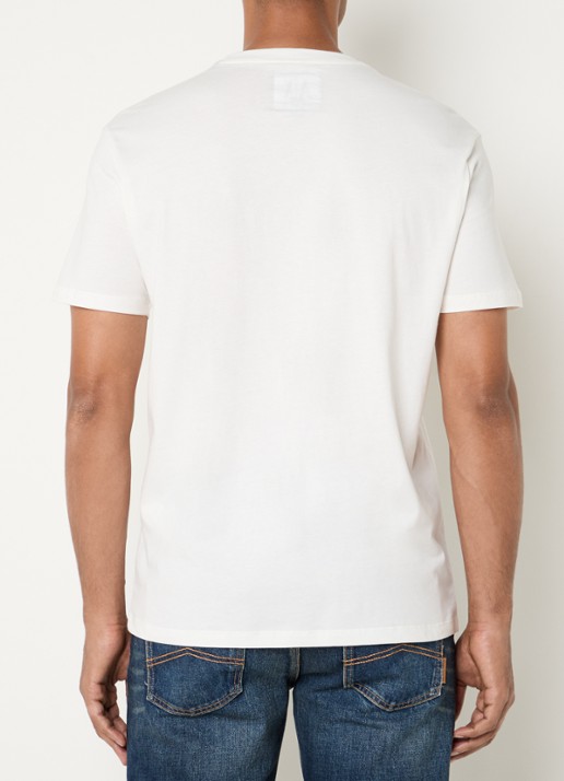 Armani T-shirt met logoborduring - achterkant gebroken wit