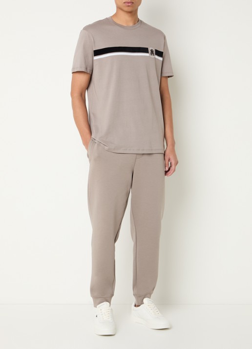 Armani T-shirt met logoborduring - voorkant 2 zand