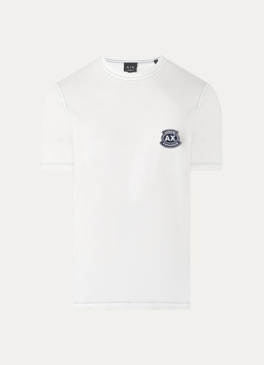 Armani T-shirt met logoborduring - voorkant 3 wit