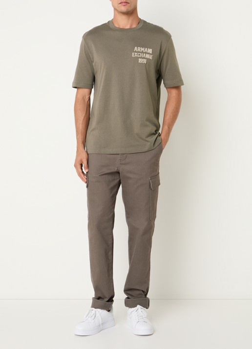 Armani T-shirt met logoborduring - voorkant 4 donkerkhaki