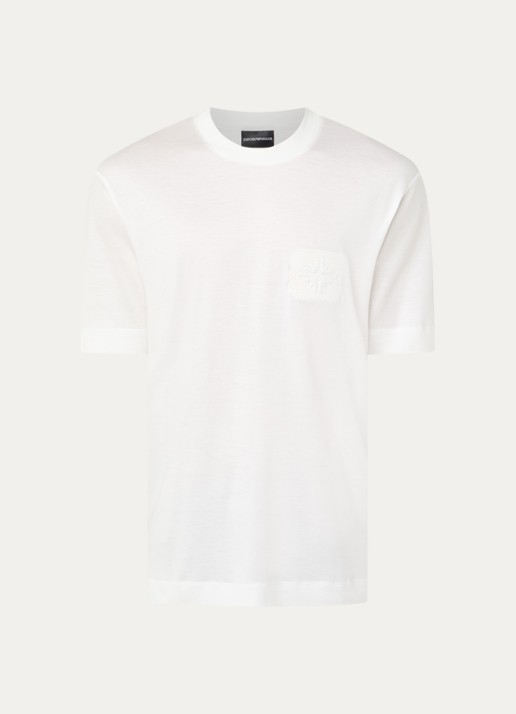 Armani T-shirt met logoborduring - voorkant 2 wit