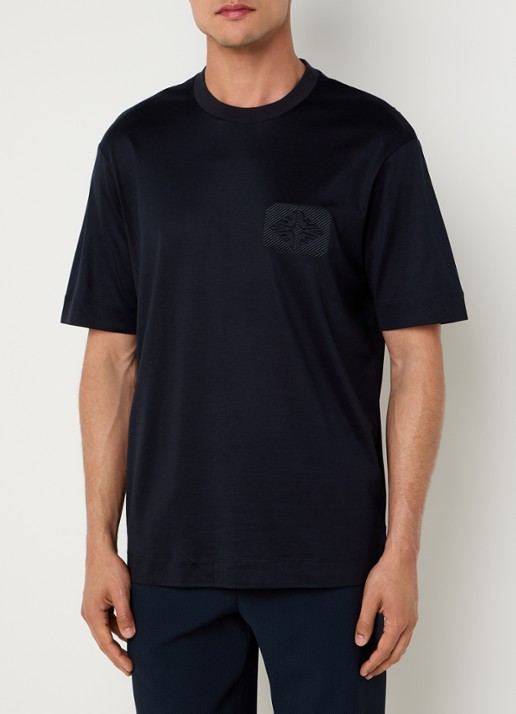 Armani T-shirt met logoborduring - detail 4 zwart