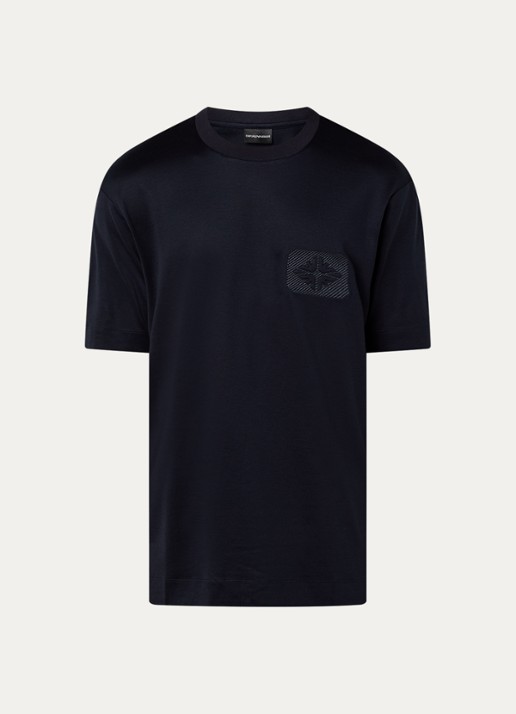 Armani T-shirt met logoborduring - voorkant zwart