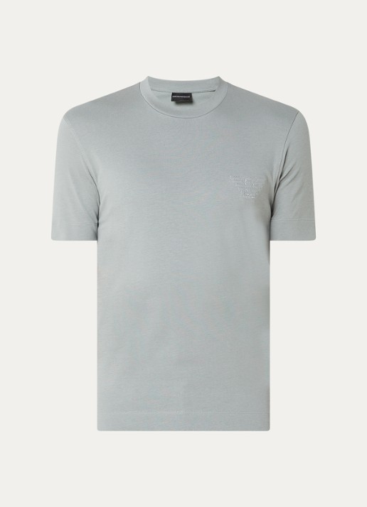 Armani T-shirt met logoborduring - voorkant 2 lichtgrijs