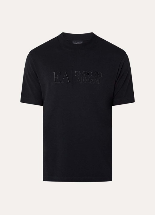 Armani T-shirt met logoborduring - voorkant 3 zwart