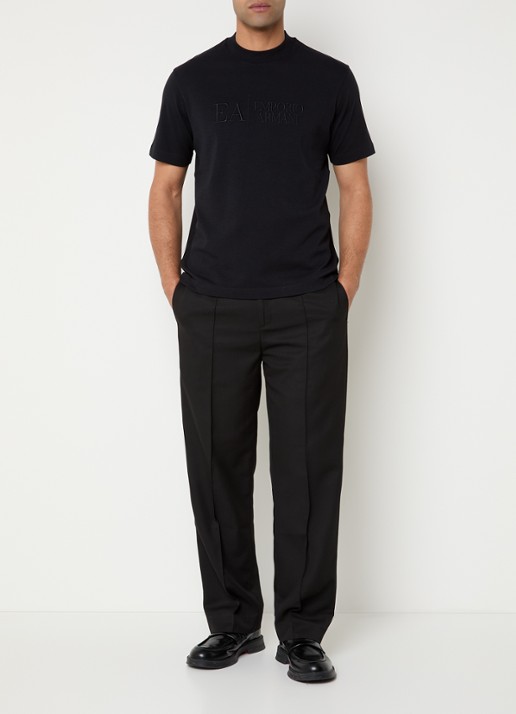 Armani T-shirt met logoborduring - voorkant 4 zwart