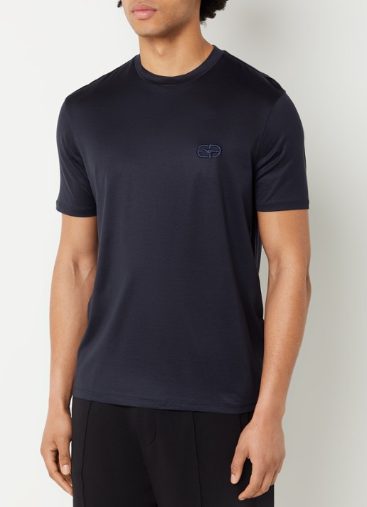 Armani T-shirt met logoborduring - detail 2 blauw
