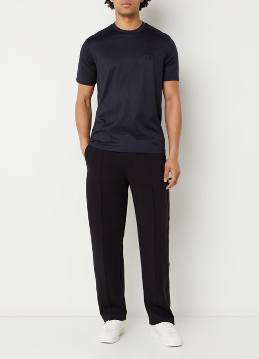 Armani T-shirt met logoborduring - voorkant 4 blauw
