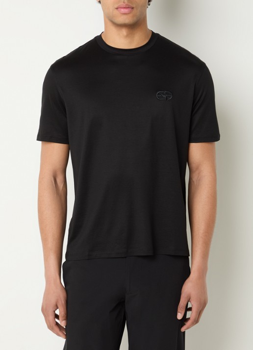 Armani T-shirt met logoborduring - detail 2 zwart
