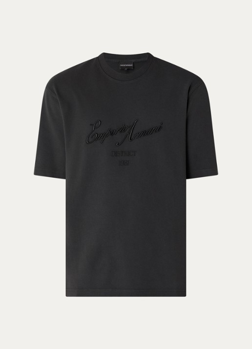 Armani T-shirt met logoborduring - voorkant 3 antraciet
