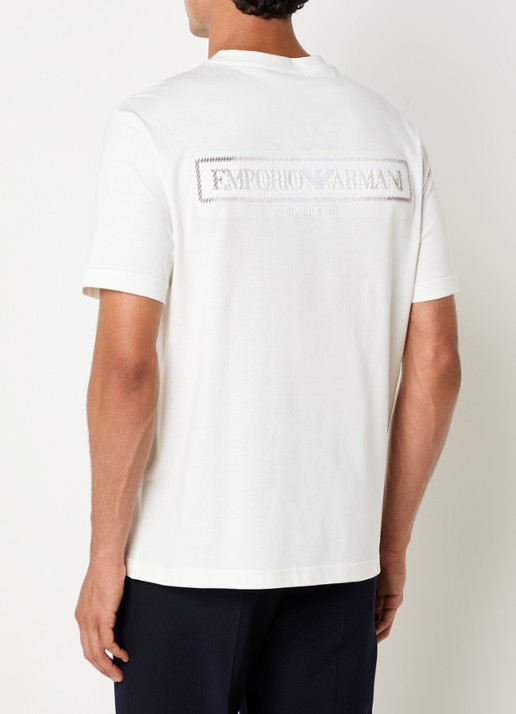 Armani T-shirt met logoborduring - detail wit