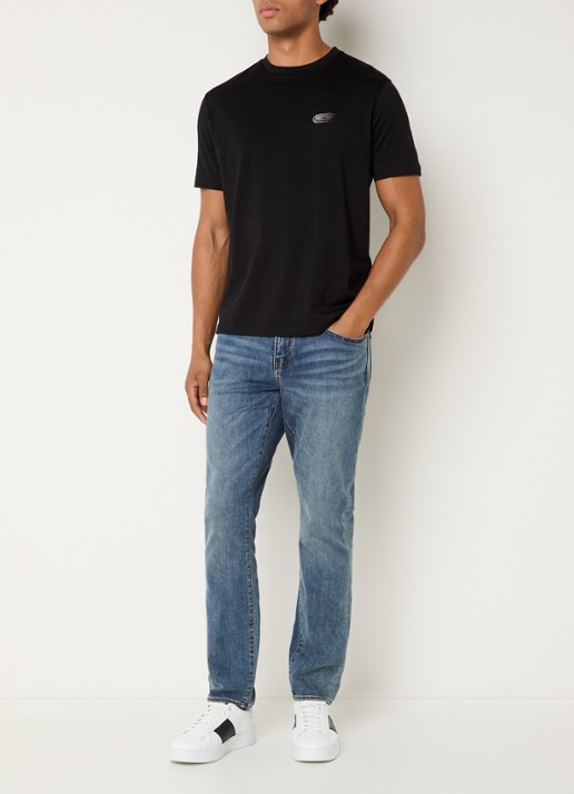 Armani T-shirt met logoborduring - voorkant 4 zwart