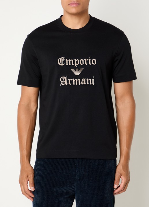 Armani T-shirt met logoborduring - detail 3 zwart