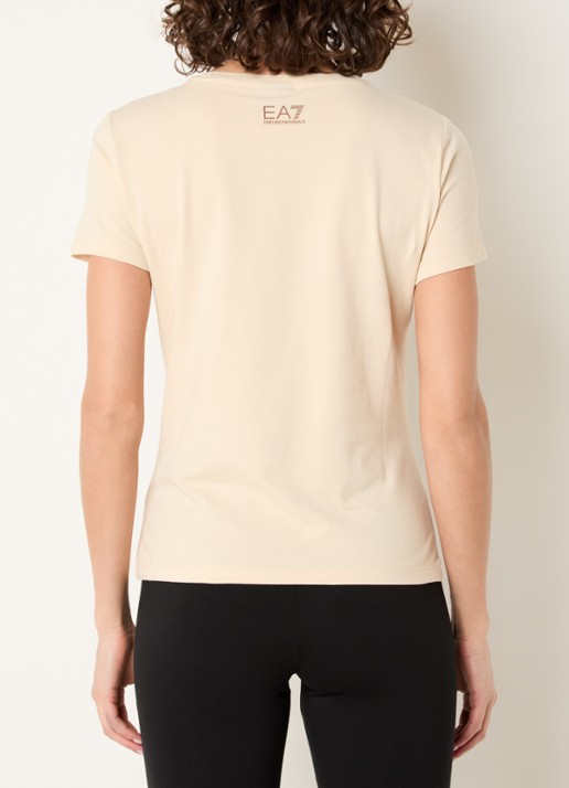 Armani T-shirt met logoprint en pailletten - achterkant 3 beige