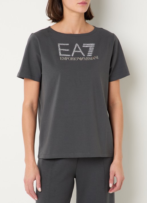 Armani T-shirt met logoprint met strass