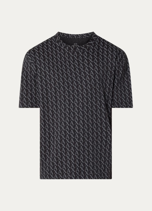 Armani T-shirt met logoprint - voorkant 3 zwart