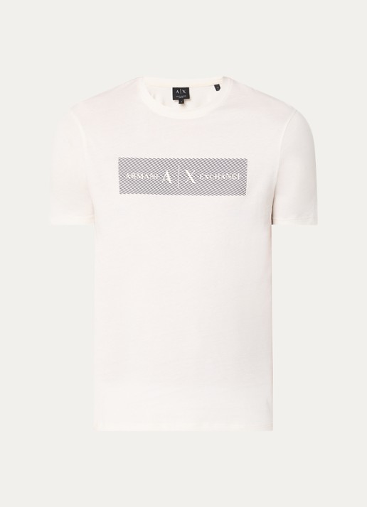 Armani T-shirt met logoprint - voorkant gebroken wit