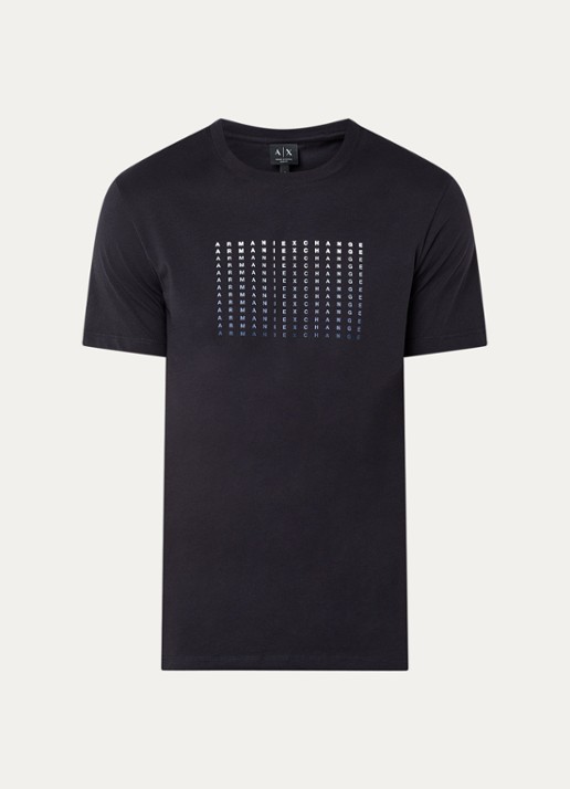 Armani T-shirt met logoprint - voorkant donkerblauw