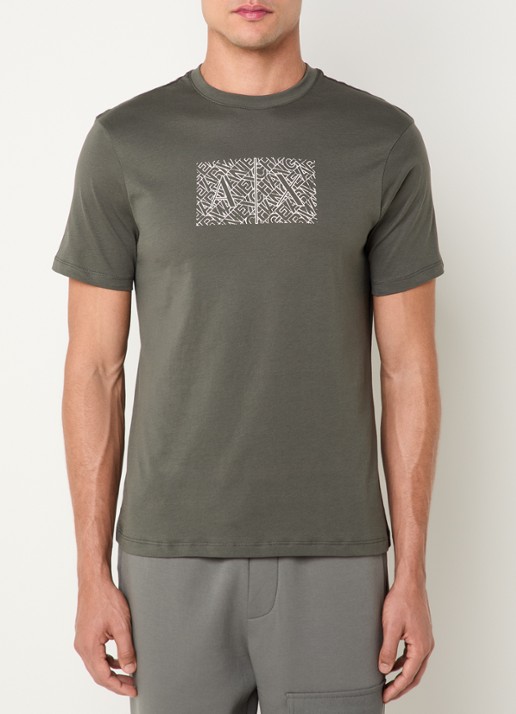 Armani T-shirt met logoprint - detail 3 groen