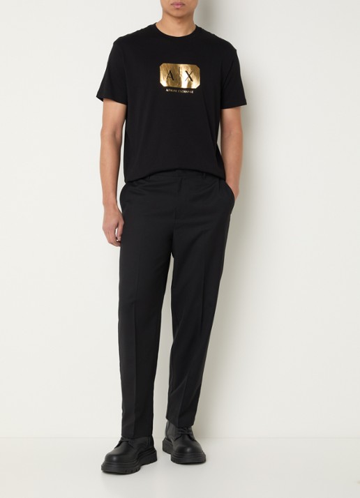Armani T-shirt met logoprint - voorkant 2 zwart