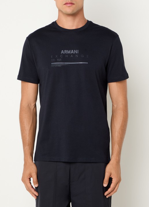 Armani T-shirt met logoprint - detail donkerblauw