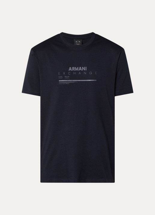 Armani T-shirt met logoprint - voorkant 2 donkerblauw