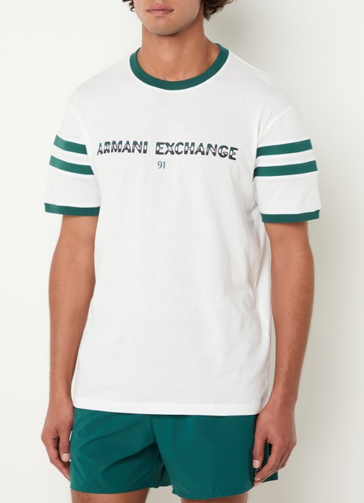 Armani T-shirt met logoprint - detail 4 wit