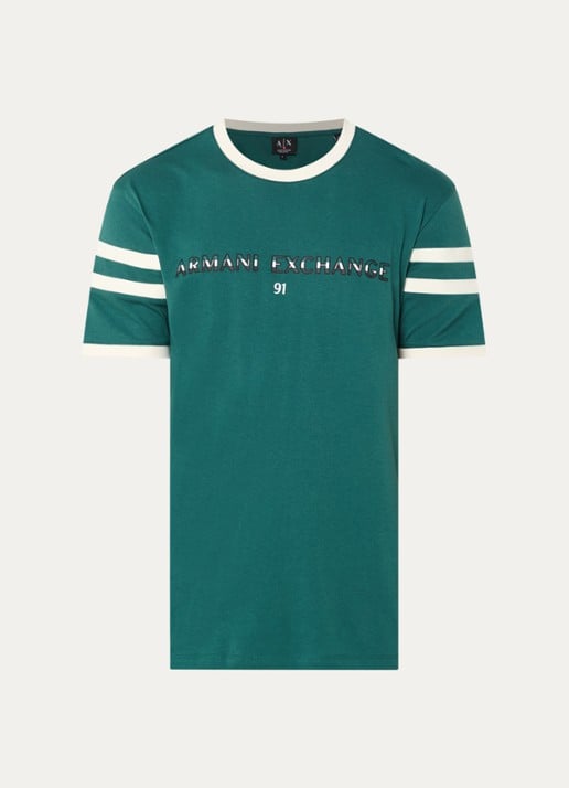 Armani T-shirt met logoprint - voorkant 3 zeegroen