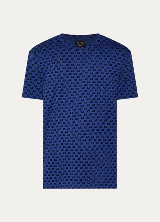 Armani T-shirt met logoprint - voorkant kobaltblauw
