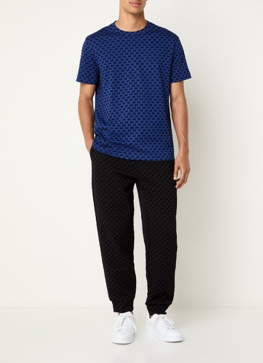 Armani T-shirt met logoprint - voorkant 2 kobaltblauw