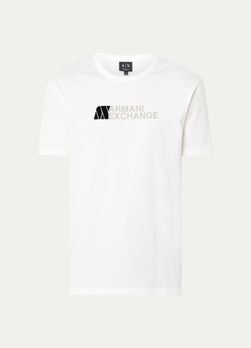 Armani T-shirt met logoprint - voorkant 2 taupe