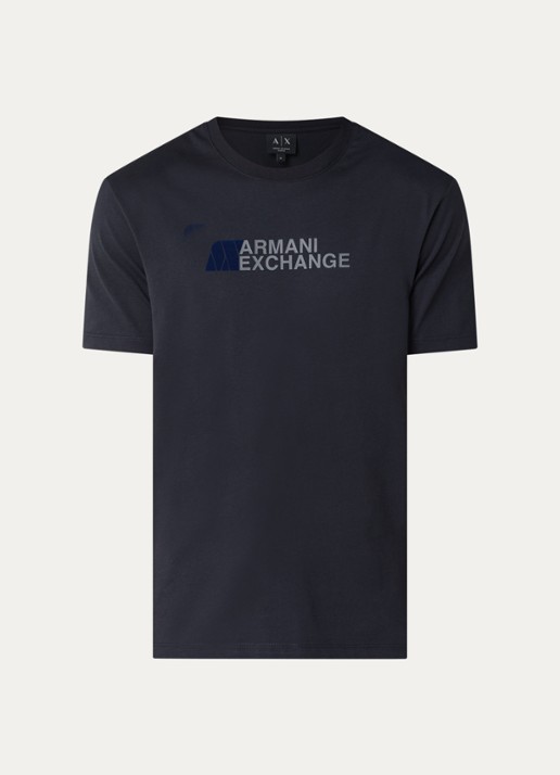 Armani T-shirt met logoprint - voorkant 3 donkerblauw