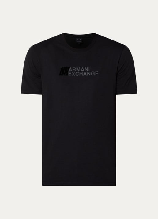 Armani T-shirt met logoprint - voorkant zwart