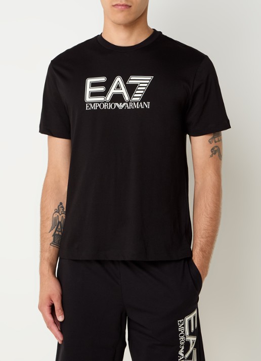 Armani T-shirt met logoprint - detail zwart