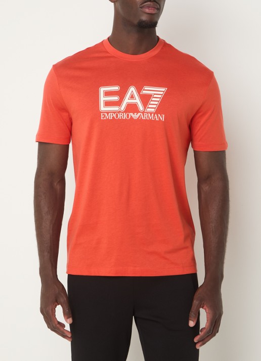 Armani T-shirt met logoprint - detail 2 oranjerood