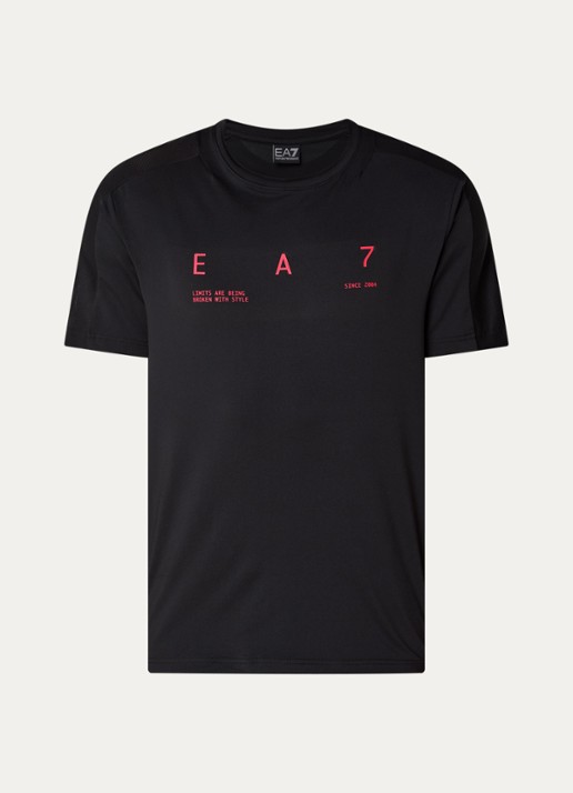 Armani T-shirt met logoprint - voorkant 3 zwart