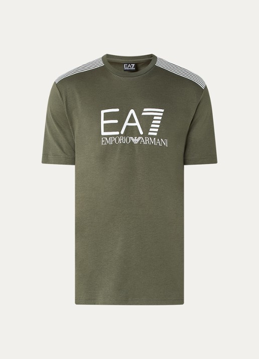 Armani T-shirt met logoprint - voorkant 2 legergroen