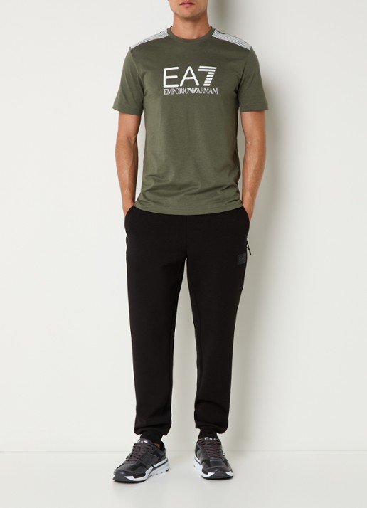 Armani T-shirt met logoprint - voorkant 3 legergroen