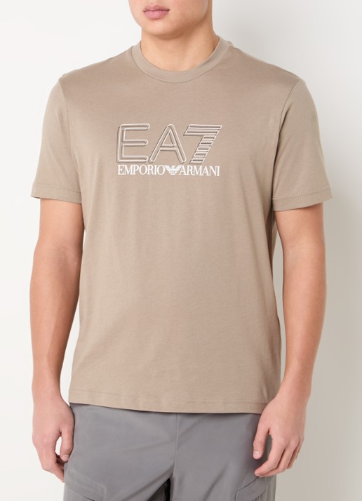 Armani T-shirt met logoprint - detail 4 donkerbeige