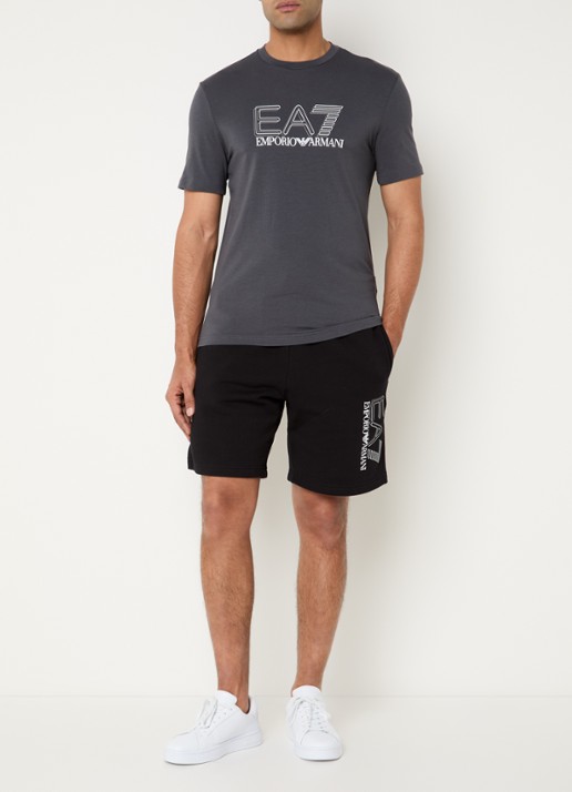Armani T-shirt met logoprint - voorkant 2 donkergrijs