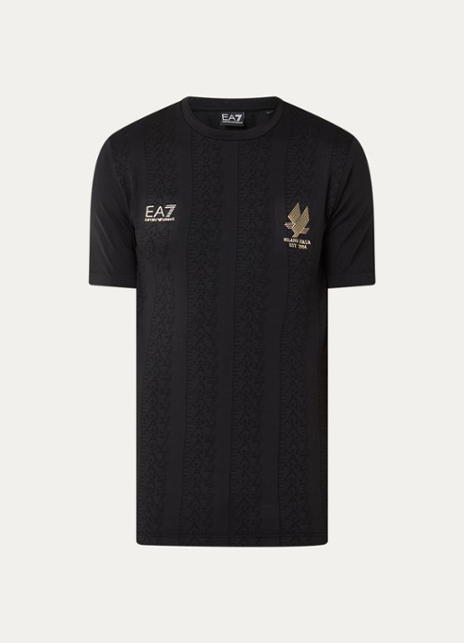 Armani T-shirt met logoprint - voorkant 3 zwart