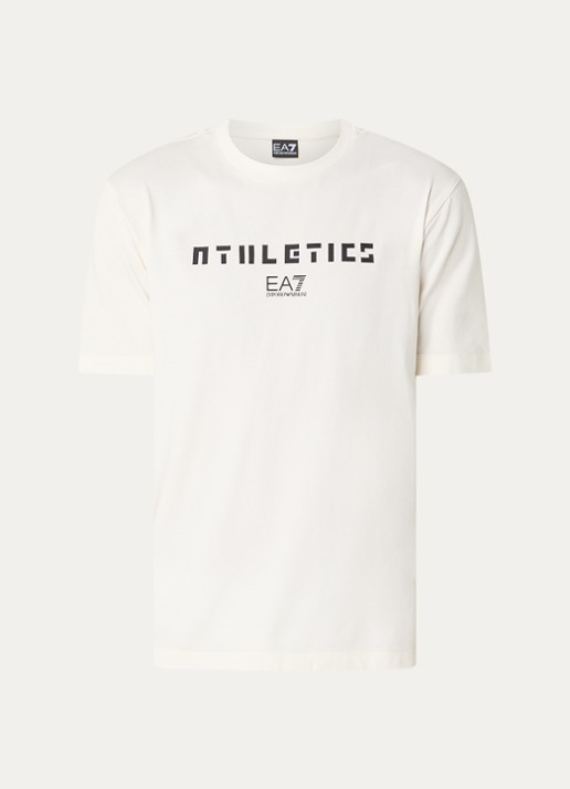 Armani T-shirt met logoprint - voorkant 2 creme