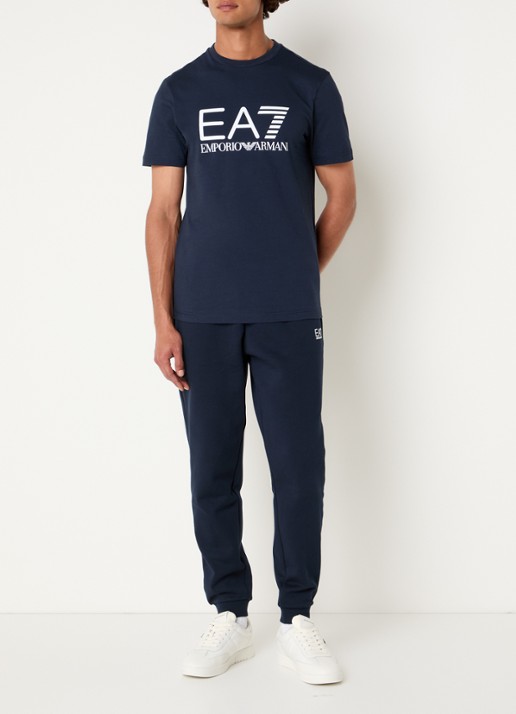 Armani T-shirt met logoprint - voorkant 2 donkerblauw