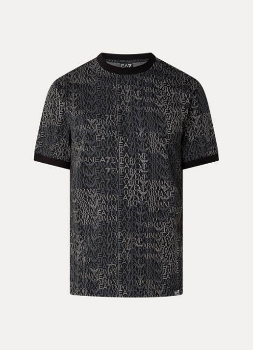 Armani T-shirt met logoprint - voorkant zwart