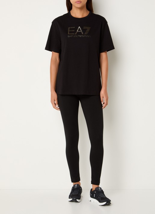 Armani T-shirt met logoprint  - voorkant 2 zwart