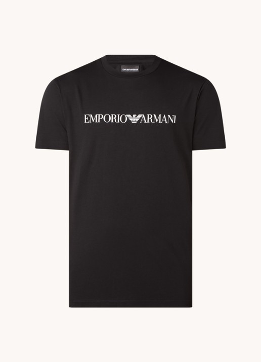 Armani T-shirt met logoprint - voorkant 2 zwart