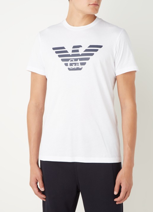 Armani T-shirt met logoprint - detail gebroken wit